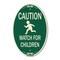 Signmission Caution Watch For Children Green & Tan, 12 Inch X 18 Inch Designer, Heavy Gauge Aluminum A-OV-G-1218-9860 - alternate 1