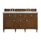 James Martin Vanities Lorelai 60in Double Vanity, Mid-Century Walnut w/ 3 CM Eternal Jasmine Pearl Silestone Top 424-V60D-WLT-FEJP - alternate 1