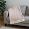Homeroots 55" X 70" Dusty Rose Cotton Blend Woven Plush Throw Blanket with Fringe 632921 - alternate 2
