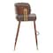 Homeroots 30" Brown Gold and Walnut Steel and Faux Leather Low Back Bar Height Bar Chair 564992 - alternate 5