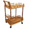 Homeroots 24in Oak Wood Rolling Bar Cart With Wine Storage 470338 - alternate 1