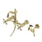 Kingston Brass Two-Handle Wall Mount Bridge Kitchen Faucet with Brass Sprayer, Polished Brass KS2442AXBS - alternate 1