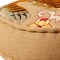 Homeroots 24" Beige and Brown Cotton Round Tiger Print Pouf Ottoman 634166 - alternate 4