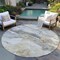 Homeroots 8' Gold And Silver Round Abstract Washable Indoor Outdoor Area Rug 618426 - alternate 6