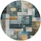Homeroots 8' Teal Blue Gray And Gold Round Geometric Washable Indoor Outdoor Area Rug 604484 - alternate 4