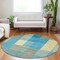 Homeroots 8' Teal Blue Orange And Sky Blue Round Striped Washable Indoor Outdoor Area Rug 613177 - alternate 5