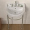 Whitehaus Collection 22 in Console Sink With Semi-Circular Bowl, Single Faucet Drilling, Brass Leg Supports and Overflow WHV022-L32-3H-BN - alternate 2