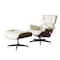 Homeroots 35" Beige and Dark Brown Genuine Leather Tufted Swivel Lounge Chair With Ottoman 526373 - alternate 5
