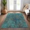 Homeroots 10' X 14' Teal Blue Navy Blue And Brown Abstract Washable Indoor Outdoor Area Rug 612369 - alternate 5