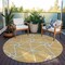 Homeroots 8' Gold And Ivory Round Geometric Washable Indoor Outdoor Area Rug 612871 - alternate 5
