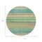 Homeroots 8' Artichoke Green Peach And Teal Blue Round Striped Washable Indoor Outdoor Area Rug 631193 - alternate 5