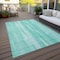 Homeroots 3' X 5' Aqua Teal Blue And Ivory Botanical Leaves Washable Indoor Outdoor Area Rug 581960 - alternate 5