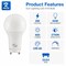 Euri Lighting A19 LED Bulbs, 8W, 800 lm, 60W Eq., 3000K, GU24, Dimmable, UL, 2PK EA19-8W2020eG-2 - alternate 2