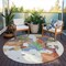Homeroots 8' Ivory Pink And Green Round Abstract Washable Indoor Outdoor Area Rug 599582 - alternate 3