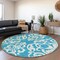 Homeroots 8' Turquoise And Ivory Round Damask Washable Indoor Outdoor Area Rug 614469 - alternate 5