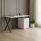 Homeroots 55" White and Black Wood and Metal Writing Desk With Three Drawers 543794 - alternate 4