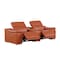 Homeroots 93in Orange and Silver Italian Leather Power Reclining Loveseat With Storage 720571 - alternate 4
