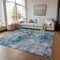 Homeroots 9' X 12' Teal Blue And Navy Blue Abstract Washable Indoor Outdoor Area Rug 581777 - alternate 5