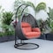 Leisuremod Mendoza Charcoal Wicker Hanging 2 person Egg Swing Chair with Cherry Cushions MSCCH-53CHR - alternate 7