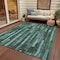 Homeroots 10' X 14' Sage Teal Blue And Emerald Striped Washable Indoor Outdoor Area Rug 608975 - alternate 5