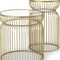 Homeroots Set of Two Clear and Gold Tempered Glass and Metal Wire Round Drum End Tables, 2PK 605374 - alternate 3