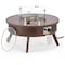 Leisuremod Walbrooke Outdoor Patio Aluminum Round Slats Design Fire Pit Side Table, Lid & Fire Glass, Brown WBRS-29-GL - alternate 1