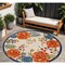 Homeroots 8' Ivory Orange and Blue Round Floral Indoor Outdoor Area Rug 527632 - alternate 7