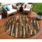 Homeroots 8' Coffee And Brown Round Striped Washable Indoor Outdoor Area Rug 608942 - alternate 1