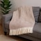 Homeroots 55" X 70" Terra Cotta Cotton Blend Woven Plush Throw Blanket with Fringe 632933 - alternate 5