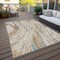 Homeroots 3' X 5' Beige Teal Blue And Ivory Abstract Washable Indoor Outdoor Area Rug 600204 - alternate 7