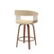Homeroots 26" Cream And Wood Brown Faux Leather Swivel Counter Height Bar Chair 534465 - alternate 8