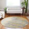 Homeroots 8' Gold Gray And Beige Round Abstract Washable Indoor Outdoor Area Rug 601208 - alternate 4