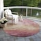 Homeroots 8' Mauve And Pink Round Striped Washable Indoor Outdoor Area Rug 610903 - alternate 4