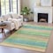 Homeroots 3' X 5' Artichoke Green Peach And Teal Blue Striped Washable Indoor Outdoor Area Rug 631191 - alternate 4