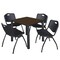 Regency Square Kee Breakroom Table W/ 4 M Stack Chairs, 30 in W, 30 in L, Neo Walnut TB3030NWBPBK47BK - alternate 1