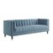 Homeroots 85" Slate Blue Velvet Sofa With Espresso Legs 543931 - alternate 3