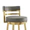 Homeroots 26" Gray and Gold Faux Leather and Stainless Steel Low Back Counter Height Swivel Bar Chair 569170 - alternate 7