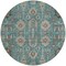 Homeroots 8' Teal Blue Aqua And Beige Round Oriental Washable Indoor Outdoor Area Rug 582136 - alternate 5