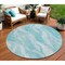 Homeroots 8' Teal Blue Aqua And Ivory Round Abstract Washable Indoor Outdoor Area Rug 583000 - alternate 1