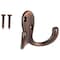 Prosource Coat and Hat Hook, 22 lb, 2-Hook, 7/8 in Opening, Zinc, Venetian Bronze 23263VCB3L-PS - alternate 1