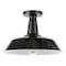 Jonathan Y Camila 14" 1-Light Classic Industrial Indoor/Outdoor Iron LED Semi Flush Mount, Black/White JYL7617B - alternate 4