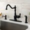 Kingston Brass Single-Handle Kitchen Faucet with Side Sprayer, Matte Black GSY7700ACLSP - alternate 4