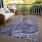 Homeroots 8' X 10' Navy Blue Gray And Green Floral Medallion Washable Indoor Outdoor Area Rug 603182 - alternate 4
