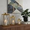 Homeroots Set of Three Clear And Gold Glass And Stainless Steel Floor Lantern Candle Holders, 3PK 719765 - alternate 3