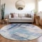 Homeroots 8' Blue Ivory And Gray Round Abstract Washable Indoor Outdoor Area Rug 602916 - alternate 4