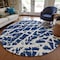 Homeroots 8' Blue And White Round Abstract Washable Indoor Outdoor Area Rug 559636 - alternate 5