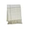 Homeroots 50" X 67" Sand And White Cotton Blend Woven Plaid Throw Blanket with Fringe 633072 - alternate 1