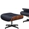 Homeroots 28" Black and Rosewood Tufted Genuine Leather Lounge Chair With Ottoman 636337 - alternate 6