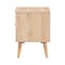 Baxton Studio Baird Mid-Century Modern Light Oak Brown Finished Wood and Rattan 2-Drawer Nightstand 176-11249-Zoro - alternate 6