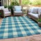 Homeroots 9' X 12' Teal Blue And Gray Plaid Washable Indoor Outdoor Area Rug 595443 - alternate 5